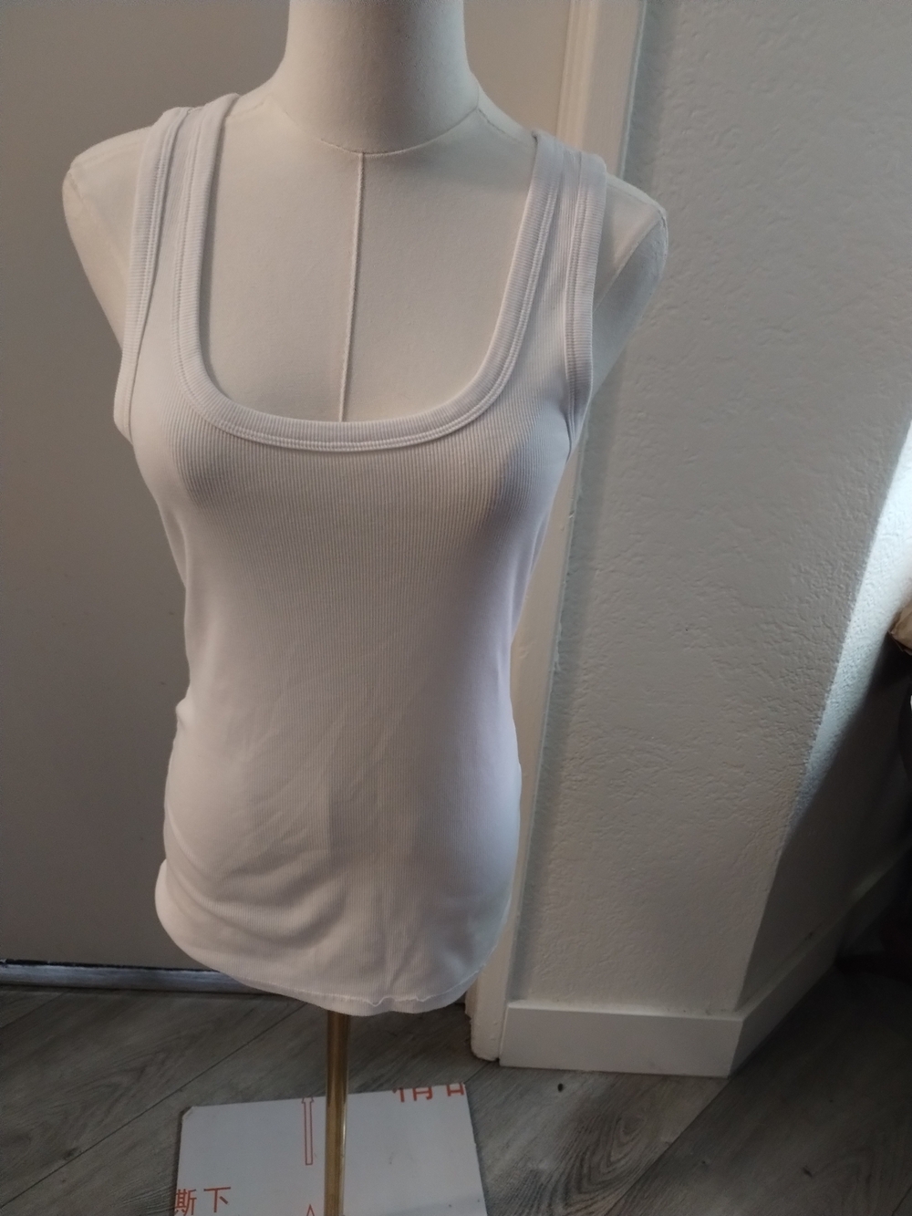 Felina Men's White Ribbed Square Neck Tank Top